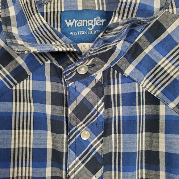 Wrangler Western Mens Size L Shirt Country Pearl Snap Long Sleeve Rodeo Cowboy - Picture 6 of 7